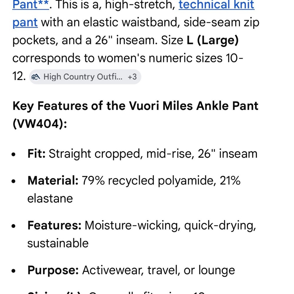 Vuori Black Ankle Cropped Performance Pants - Picture 6 of 6